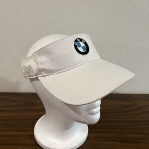 BMW Lifestyle Visor Hat White Cotton Embroidered Logo One Size Cap Car